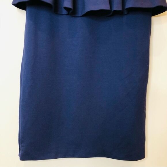 L'Agence Ophelia Off the Shoulder Peplum Bodycon Midi Dress 50s Formal Navy S - Picture 6 of 13